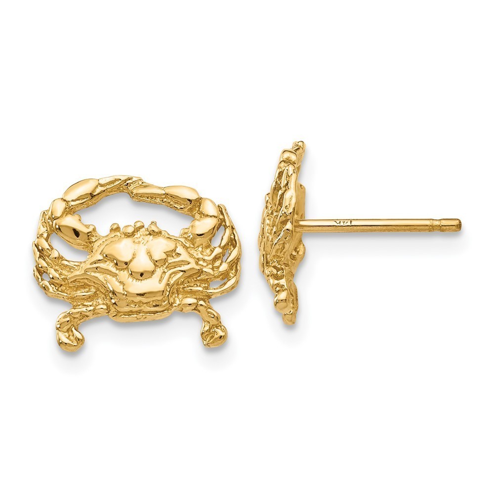 Million Charms 14k Yellow Gold Crab Post Earrings